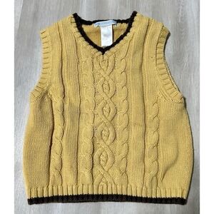JANIE AND JACK Kids 2T Yellow Cable Knit V Neck Sweater Vest Boys Girls Cotton